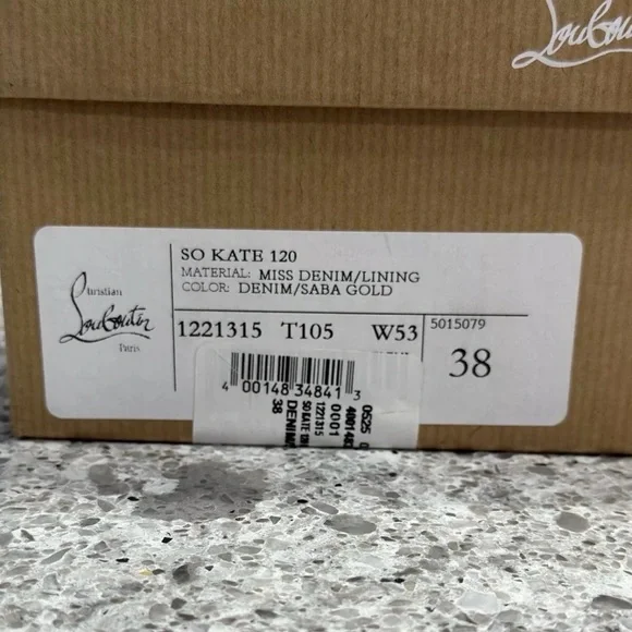 Christian Louboutin So Kate 120 Blue Denim Saba Gold Stiletto Heel Pump 38 - Picture 7 of 7